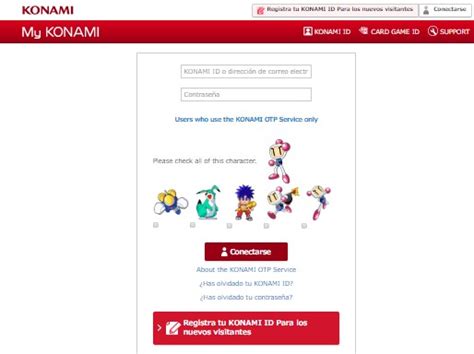 konami iniciar sesión.